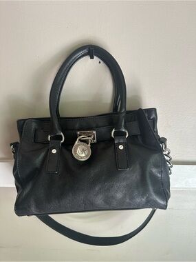 Michael Kors black leather  Hamilton EW East West Satchel Handbag